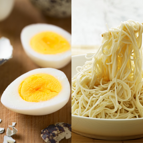 Eier und Nudeln